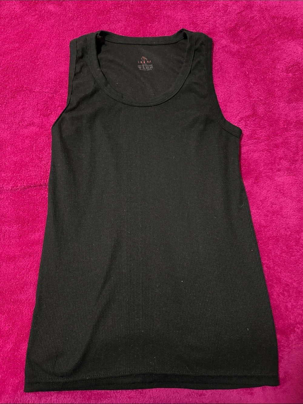 Black Ribbed Tank Top - Unbranded